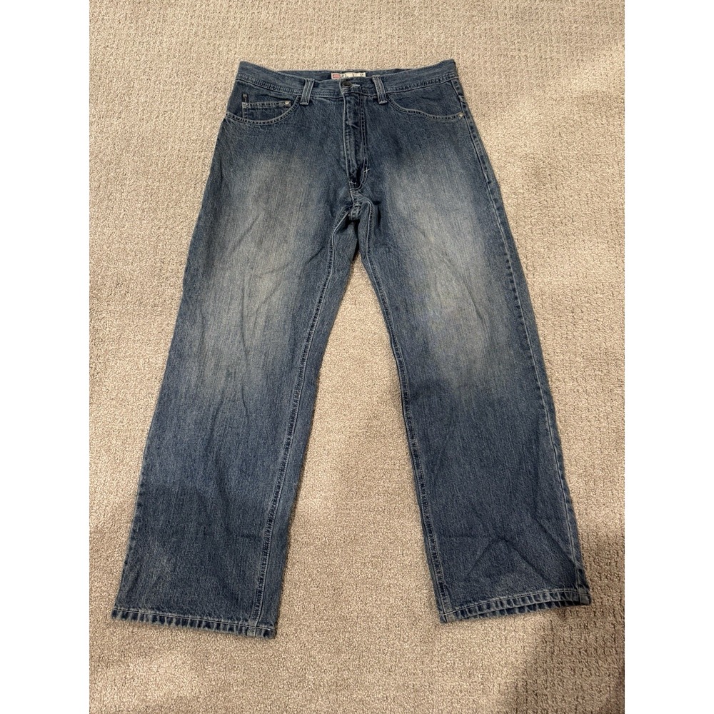 Marc Ecko Unltd Jeans Mens 34 Blue Denim Triple Stack Wide Leg Rare Y2K 34x32